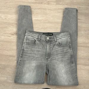 Express - gray washed out Performance Stretch leggings high rise skinny jeans 4R